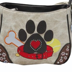 Dog Paw Print Handbag Small Crossbody Bag Shoulder Purse Women Pet Lover Mom